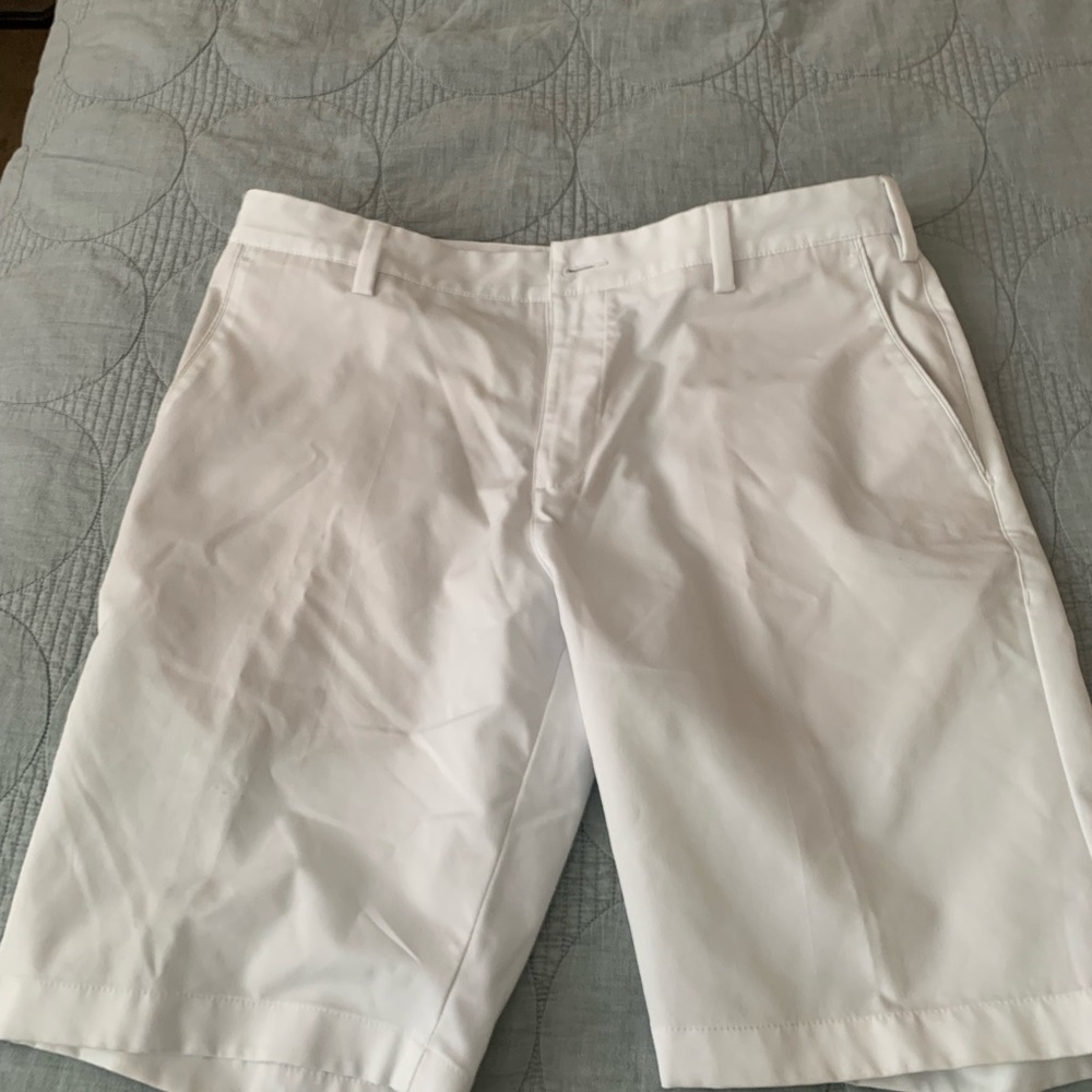 Adidas White Flat Front Shorts